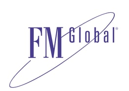 The FM Global logo features purple text and an ellipse in the background.
