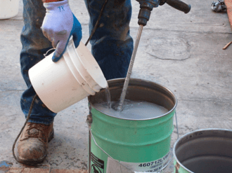 Mixing of waterproofing materials